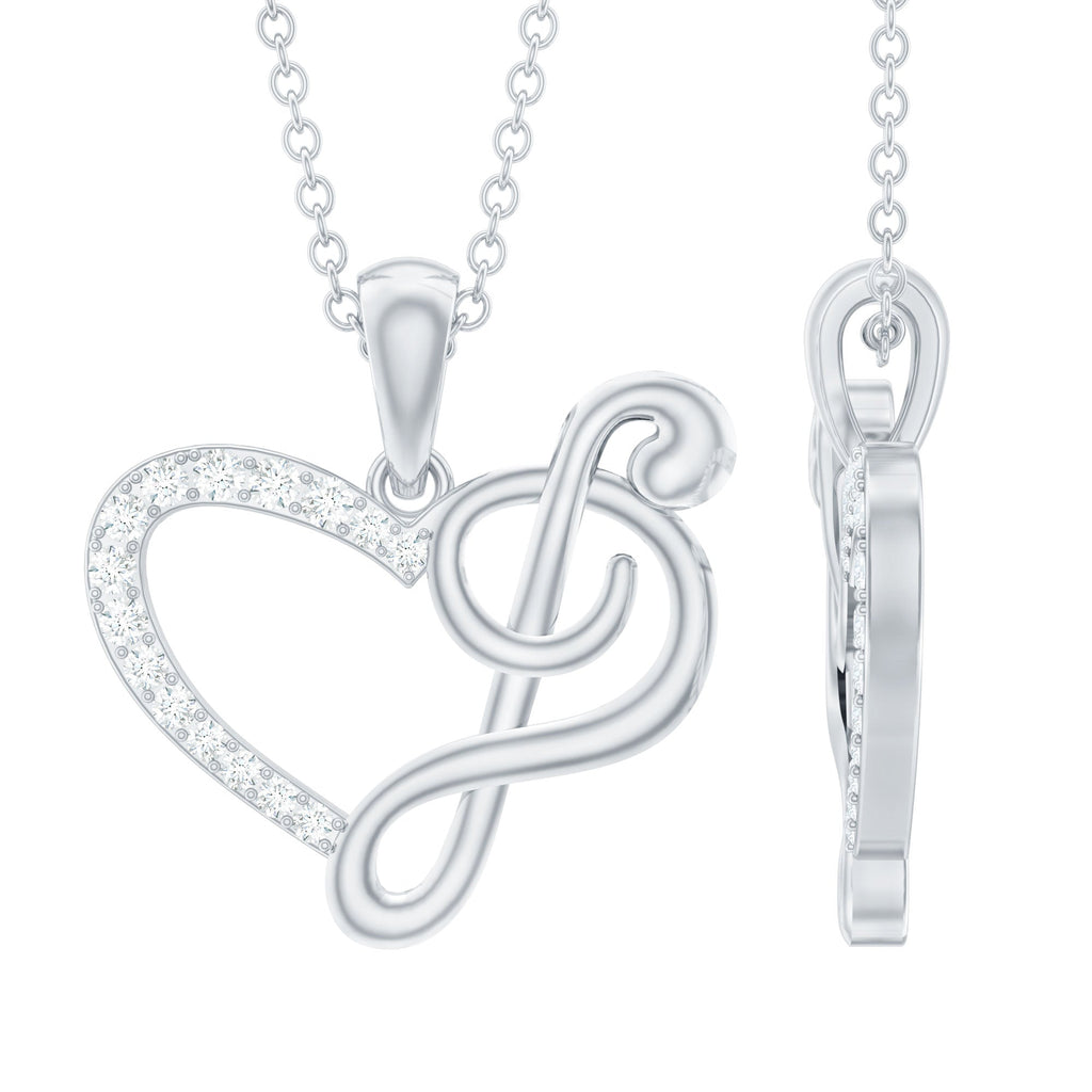 Diamond Heart and Music Note Necklace